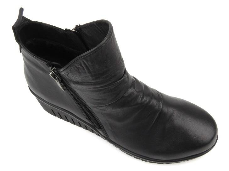 Botki damskie na dwa suwaki - COMFORTABEL 960232-01, czarne