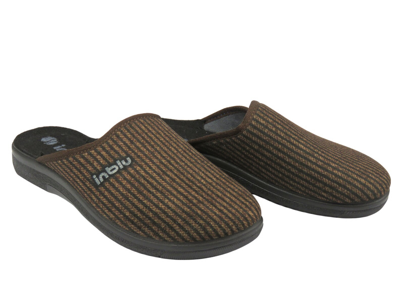 Wygodne klapki damskie Inblu DG-43 – brązowe, tekstylne na co dzień