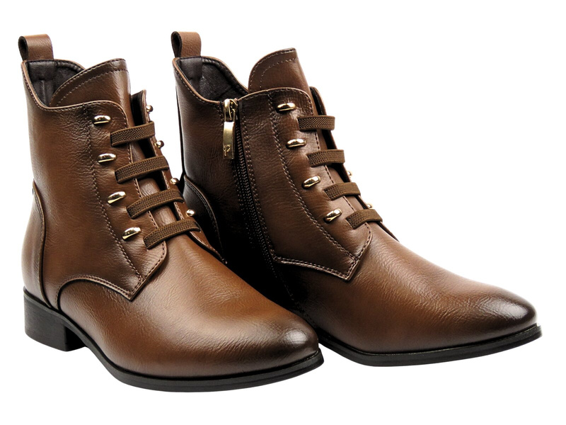 Ocieplane botki damskie brązowe - Potocki 25-12665