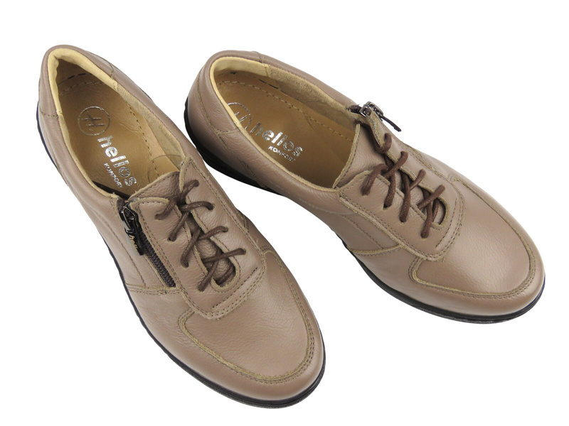 Wygodne półbuty damskie z naturalnej skóry Helios Komfort 460, khaki