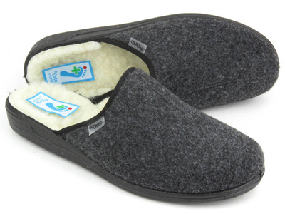 Filcowe kapcie męskie z wełną - dr Orto 000M326, szare
