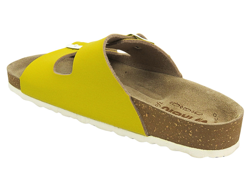 Wygodne klapki damskie ze skóry ekologicznej - INBLU 15,źółte