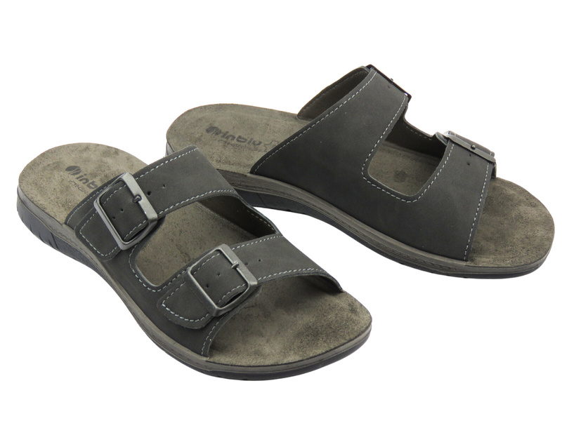 Klapki męskie z klamrami czarne INBLU ID-19