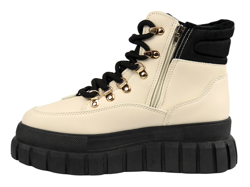 Botki, śniegowce damskie - N.E.W.S. 24BT26-7928, beżowe