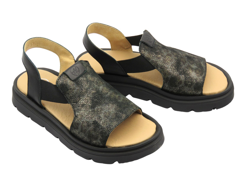 Sandały damskie skórzane czarne Helios Komfort 157