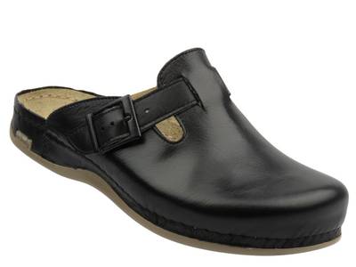 Klapki Męskie Leon 707M czarne skóra naturalna