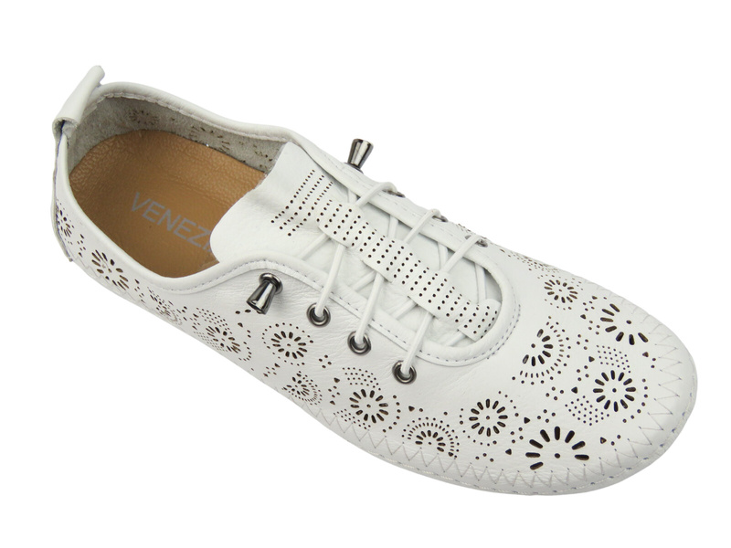 Półbuty damskie ażurowe Venezia R161LEWHOSP047, białe