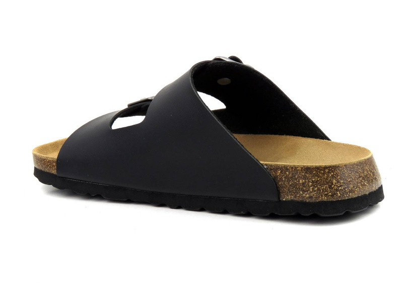 Klapki męskie z zapięciem na klamrę - GRUNLAND CB3013-40, czarne