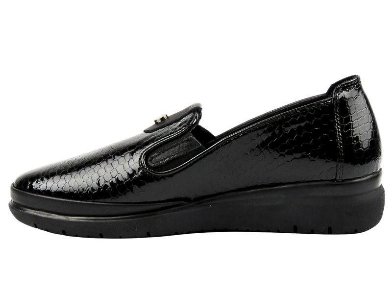 Eleganckie półbuty damskie Nika Komfort 0452-156MSN, czarny lakier