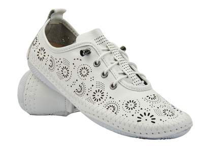 Półbuty damskie ażurowe Venezia R161LEWHOSP047, białe