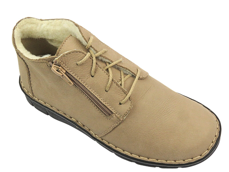 Wygodne botki damskie z miękkiej skóry - Nika Komfort 1388, beżowe