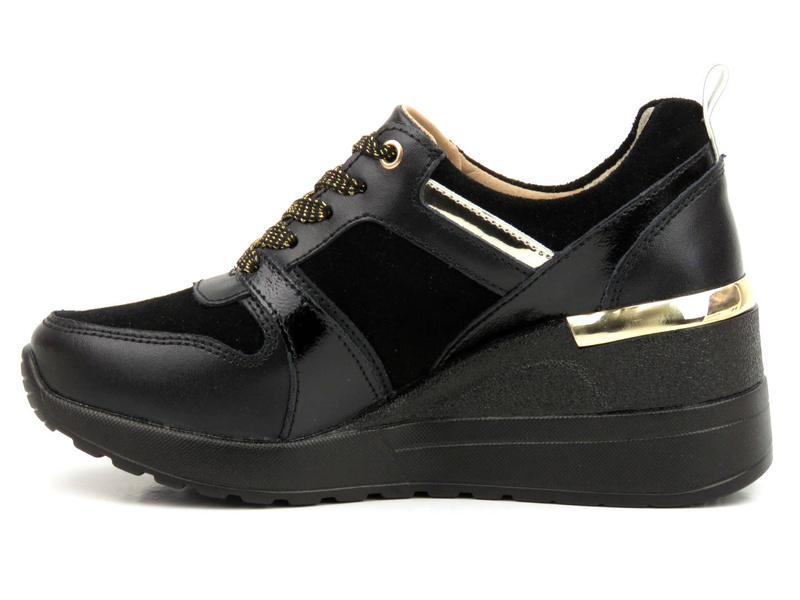 Sneakersy, buty sportowe damskie S. BARSKI AL21405, czarne