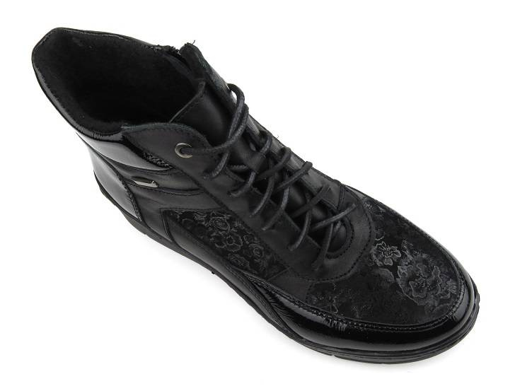 Skórzane botki damskie w sportowym stylu - HELIOS Komfort 568, czarny 4