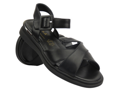 Sandały damskie na platformie - S. Barski CR51-473, czarne