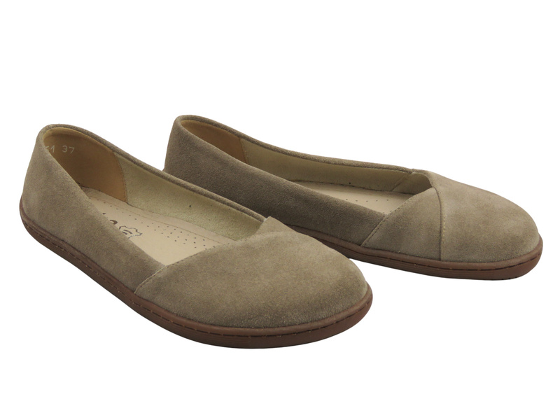 Barefoot skórzane minimalistyczne półbuty damskie beżowe Nika Komfort 1451