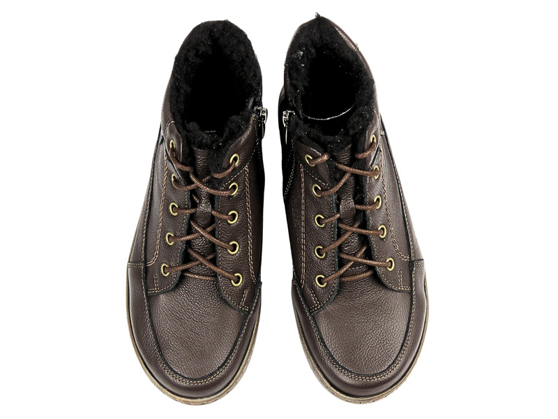 Botki damskie z wełną - HELIOS Komfort 553, ciemnobrązowe