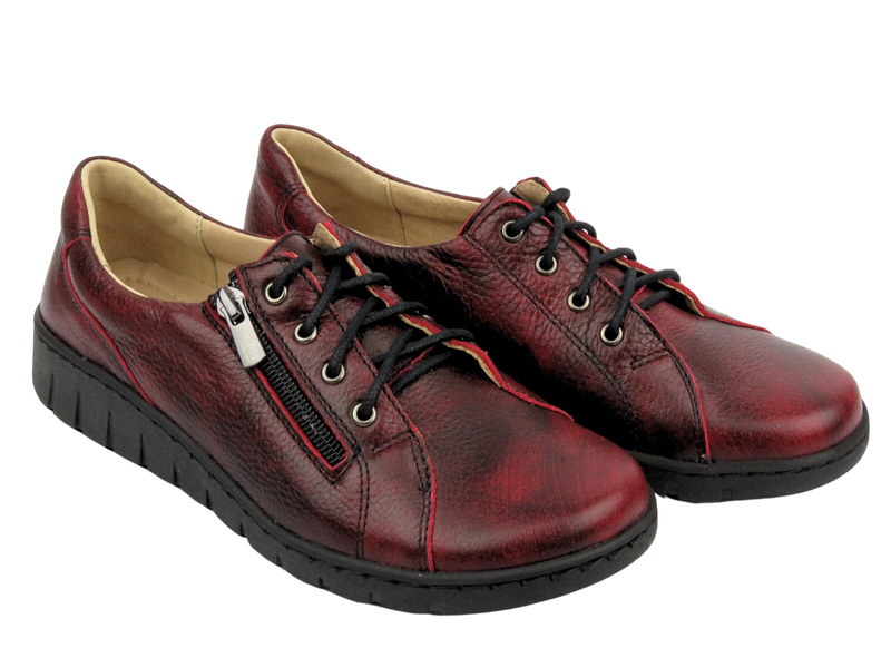 Skórzane półbuty damskie HELIOS Komfort 429, czerwone