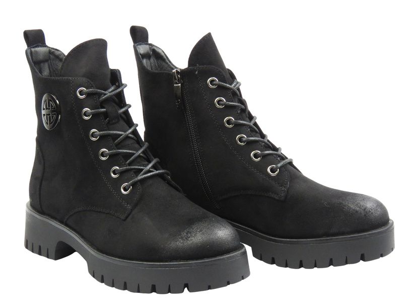 Ocieplane botki damskie czarne Potocki 25-12672