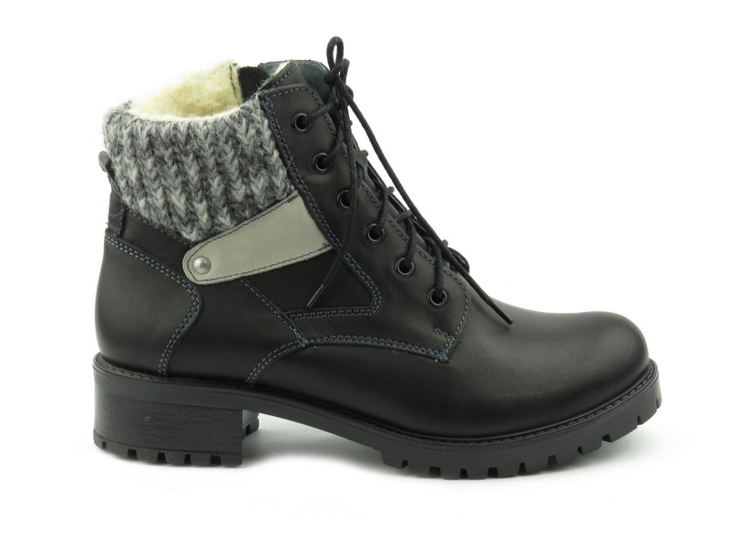 Solidne trapery damskie ze sweterkiem - Helios Komfort 565, czarne