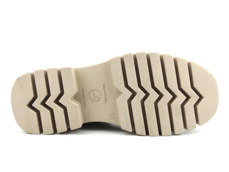 Botki damskie, workery na grubej podeszwie Tamaris 1-25494-41, ciemnobeżowe