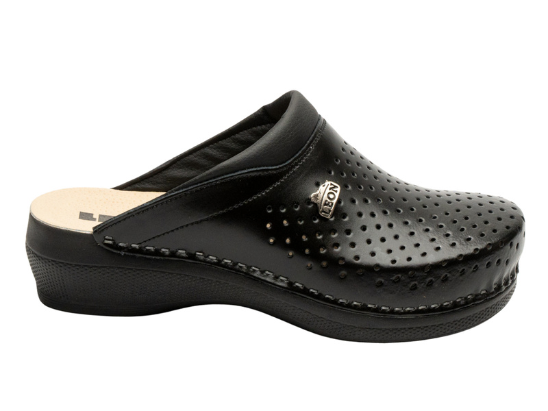 Skórzane Klapki Damskie Leon PU100 czarne