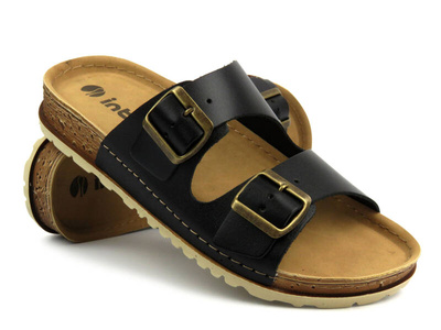 Klapki męskie z klamrami - INBLU RU-2I, czarne