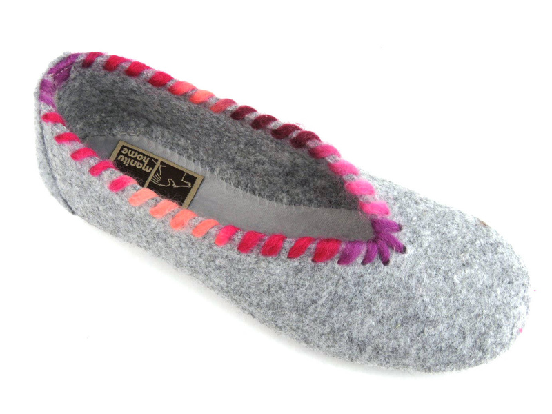 Ciepłe, filcowe kapcie damskie wysokie - MANITU 340029-91, szare