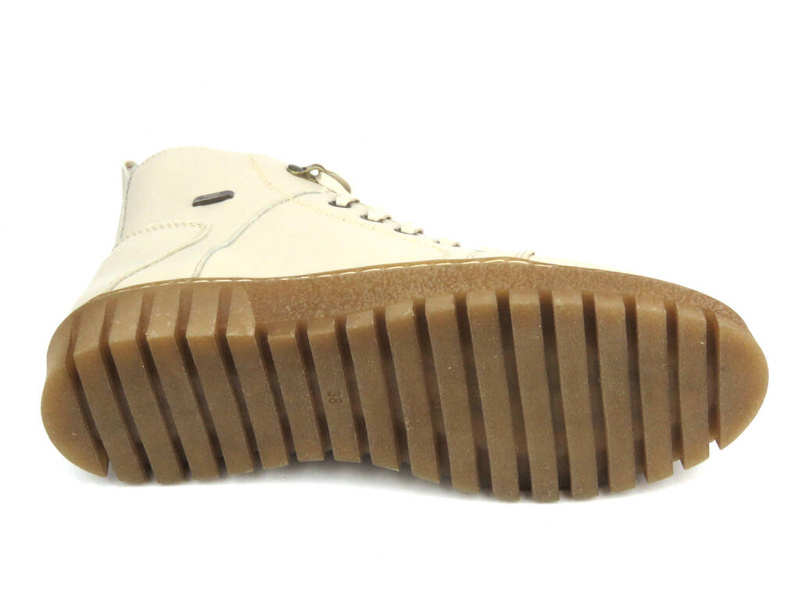 Trapery damskie ocieplane wełną - HELIOS Komfort 577, ecru