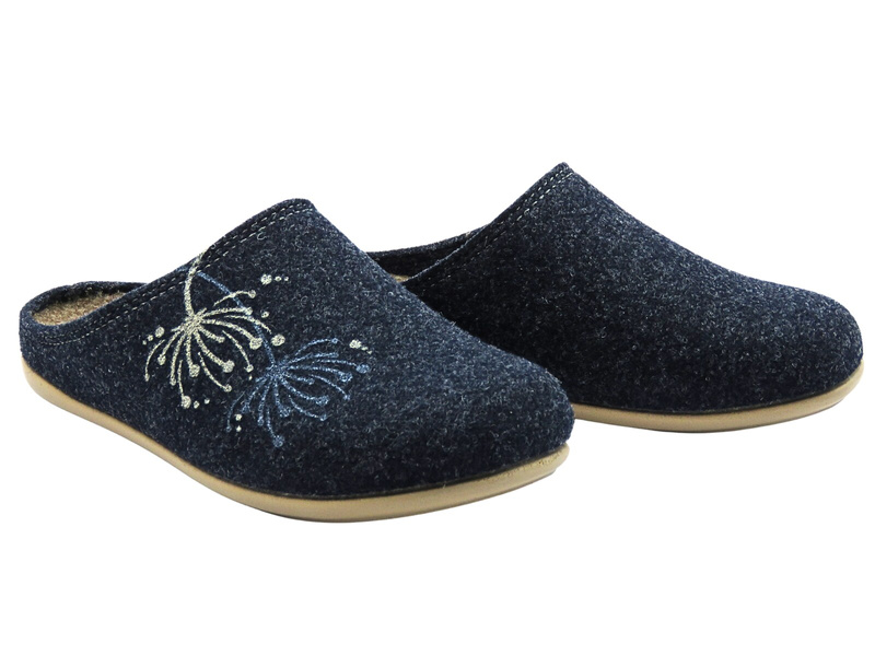 Kapcie damskie filcowe - Inblu GF-30, szaro-niebieskie