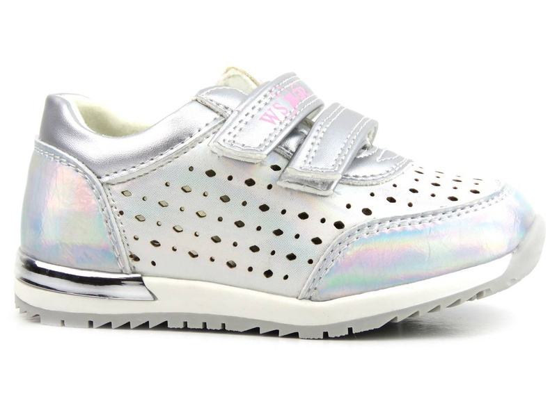 Sneakersy dziecięce z wycięciami w cholewce - WEESTEP R817633315, srebrne