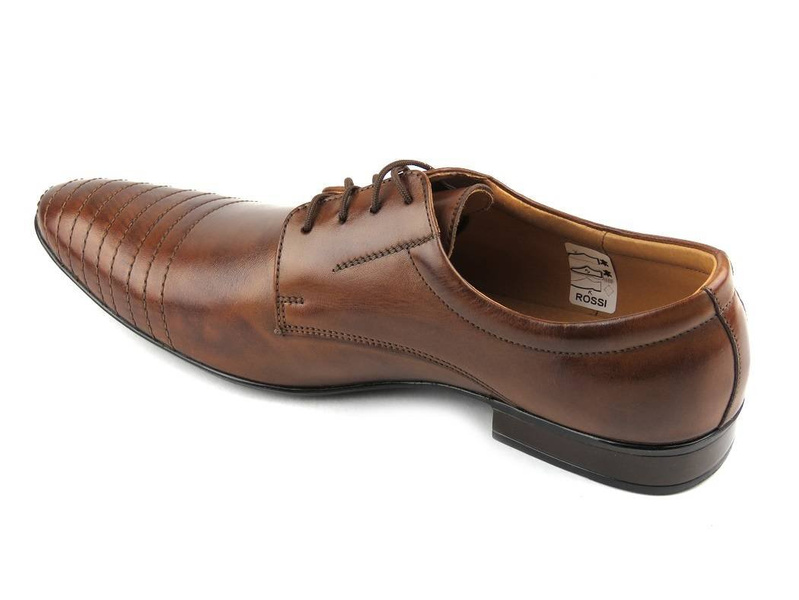 Półbuty męskie wizytowe ROSSI 477, brązowe