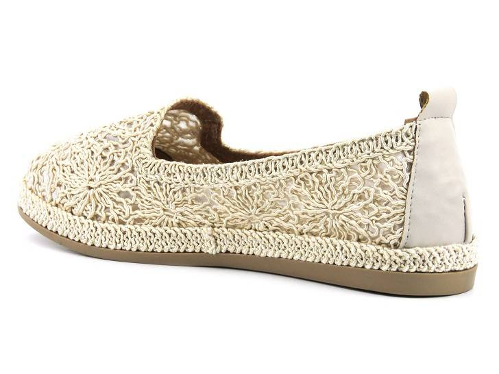 Ażurowe półbuty, lordsy damskie - Navy Dot 23-75004BG, beżowe