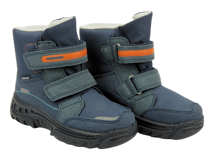 Śniegowce Dziecięce - BEFADO 615Y005, Granatowe Na Rzepy