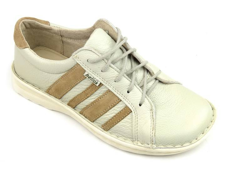 Skórzane półbuty damskie - Helios 634, kremowe