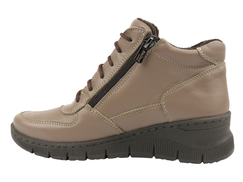 Skórzane botki damskie polskiego producenta - HELIOS Komfort 543S, khaki