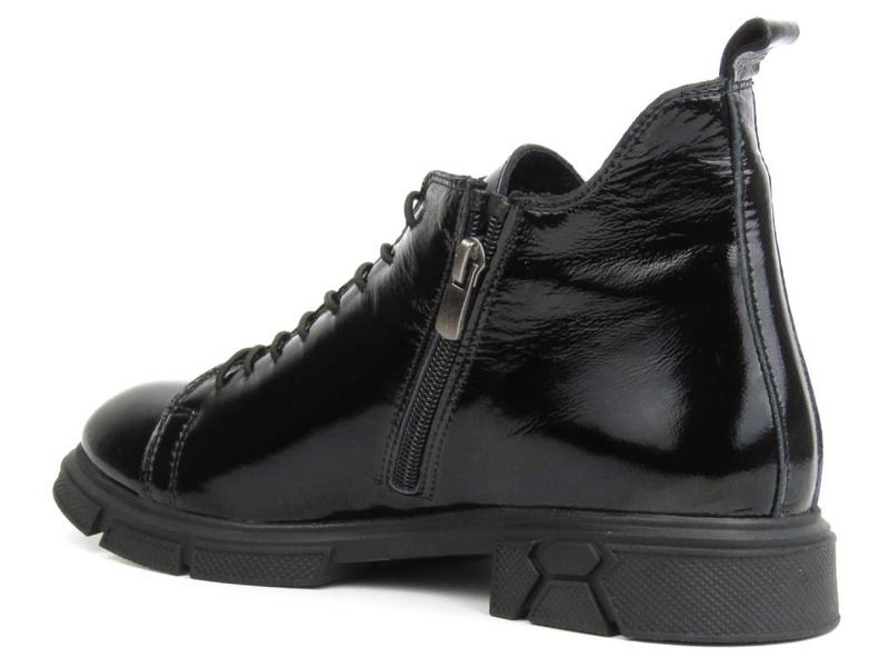 Botki, trzewiki damskie lakierowane - VENEZIA G1467155, czarne