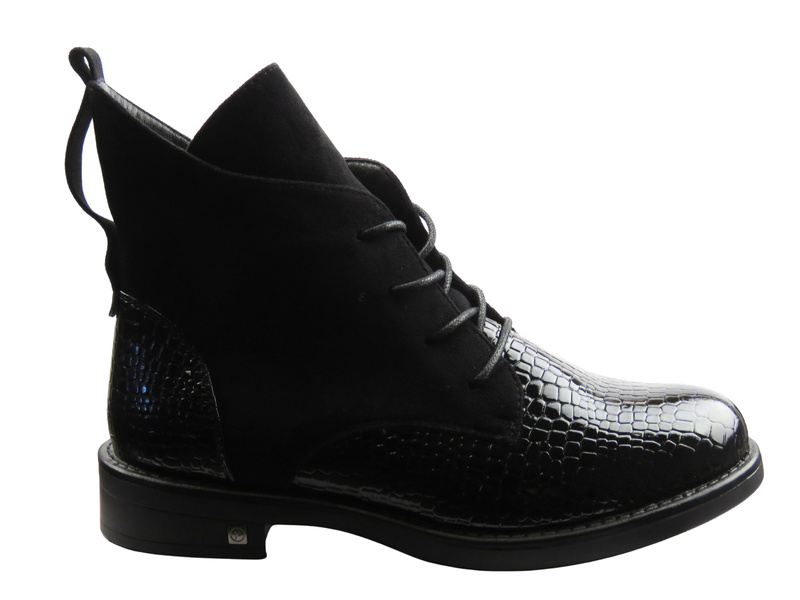 Ocieplane botki damskie czarne Potocki 25-12080