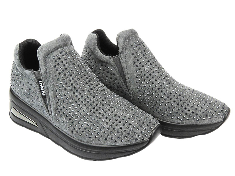 Sneakersy damskie na platformie - INBLU IN-386, szare