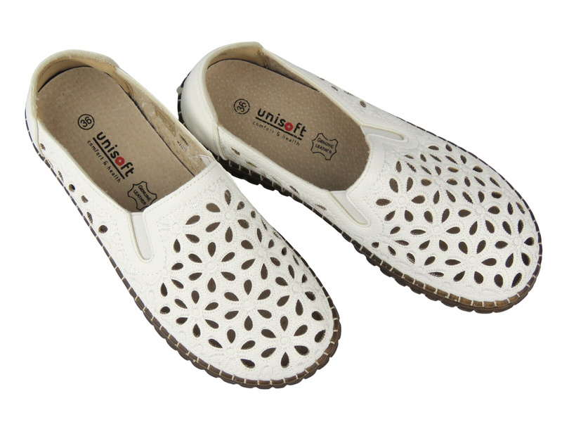 Półbuty, espadryle damskie - Unisoft 26PB02-9926, białe