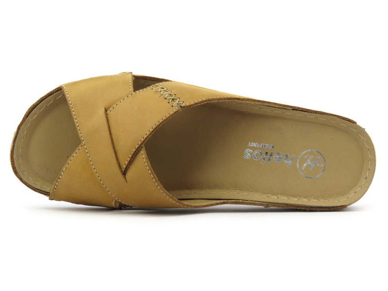 Wygodne klapki damskie ze skrzyżowanymi paskami - HELIOS Komfort 229, brązowe