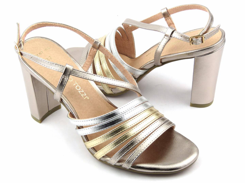 Sandały damskie na słupku - Marco Tozzi 28324, różowe