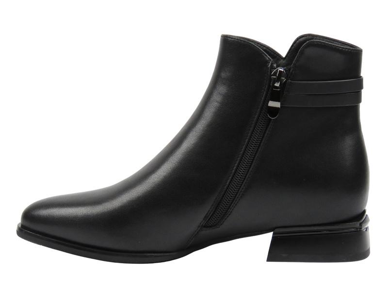 Skórzane botki damskie czarne Cambell 25-55317