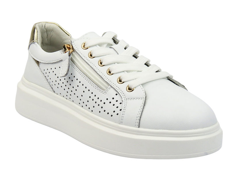 Skórzane sneakersy białe VENEZIA G089LEWHOSP006