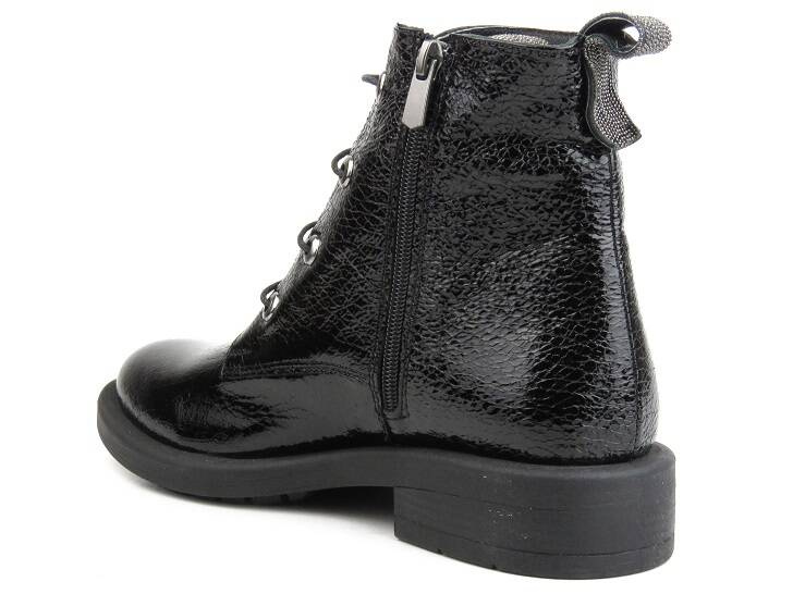 Botki damskie skórzane na klocku - VENEZIA 00140436R, czarne