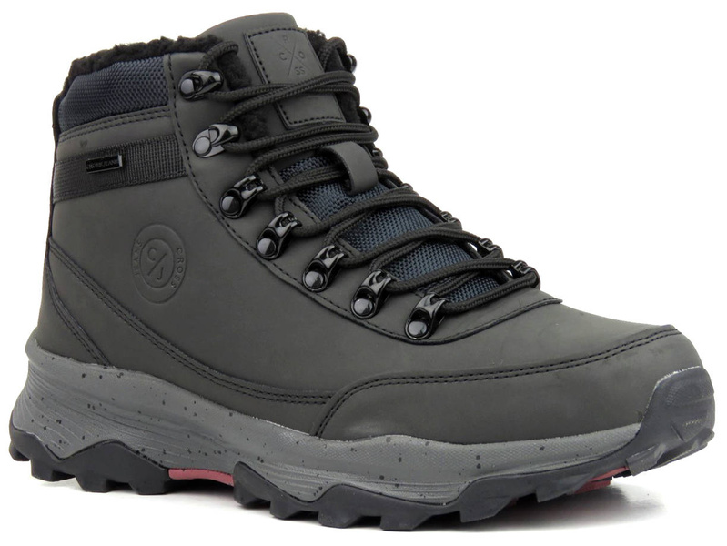 Trekkingi, buty zimowe męskie ciepłe - CROSS JEANS KK1R4027C, czarne