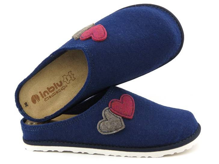 Kapcie damskie filcowe - Inblu CS-35, granatowe