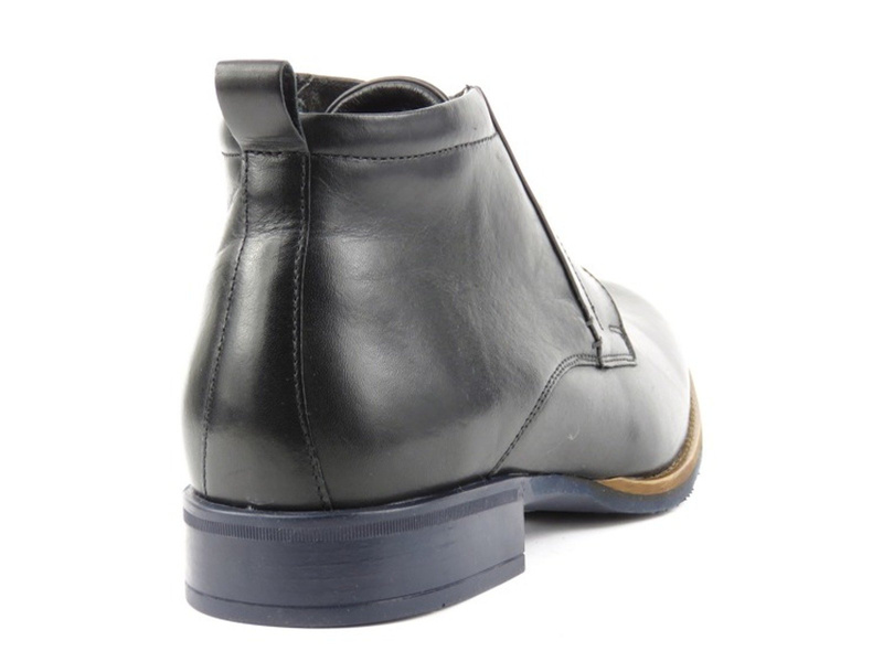 Eleganckie trzewiki męskie z polarem - Conhpol 4974, czarne