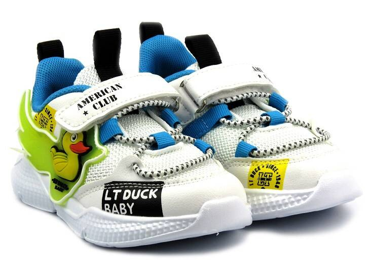 Buty dziecięce sportowe - American Club BD 21/22, biało-niebieskie