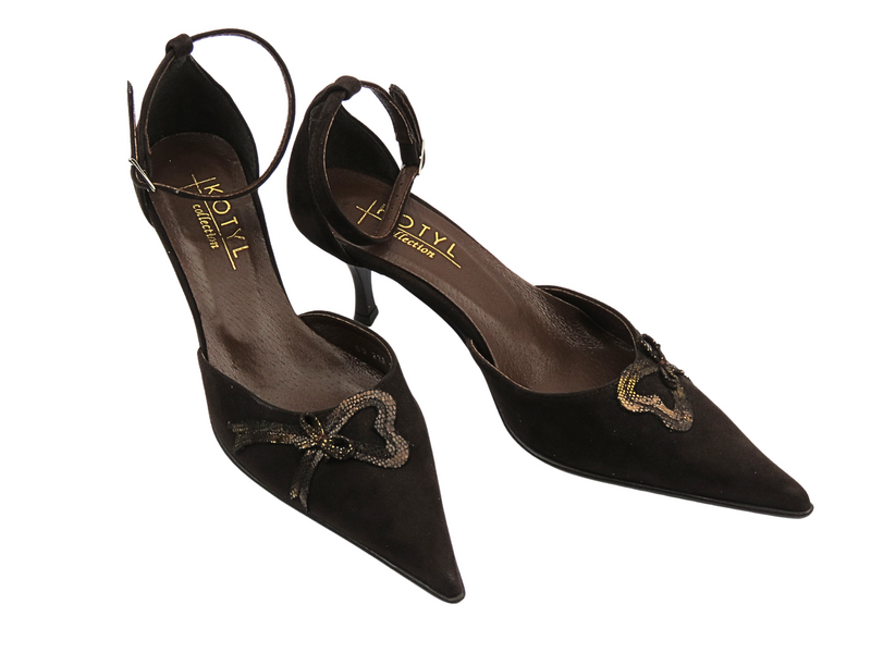 Czółenka na szpilce - KOTYL 271, brązowe