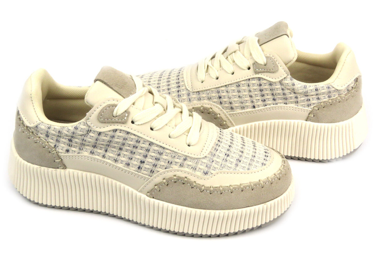 Buty sportowe damskie na platformie - BRIVIDO SHOES TW0815-09, beżowe